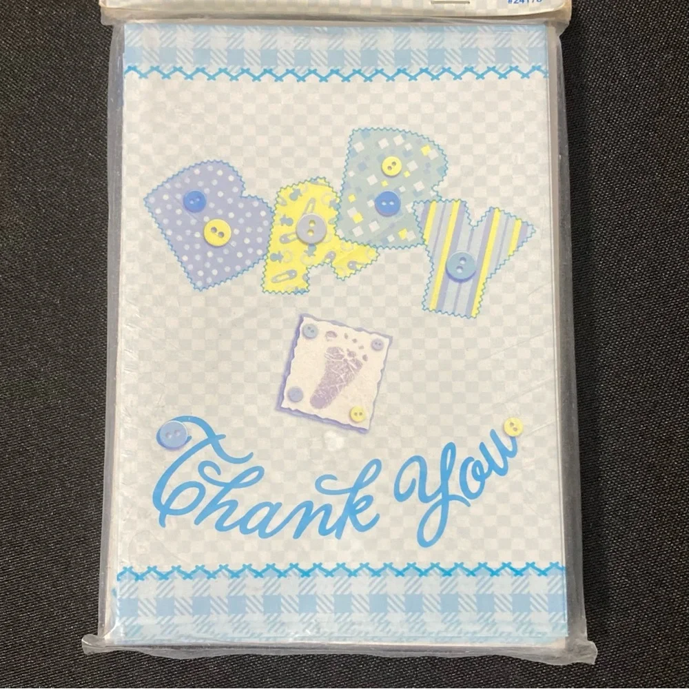⭐️ Unique Industries Blue Baby Shower Thank You Cards And Envelopes Set of 8